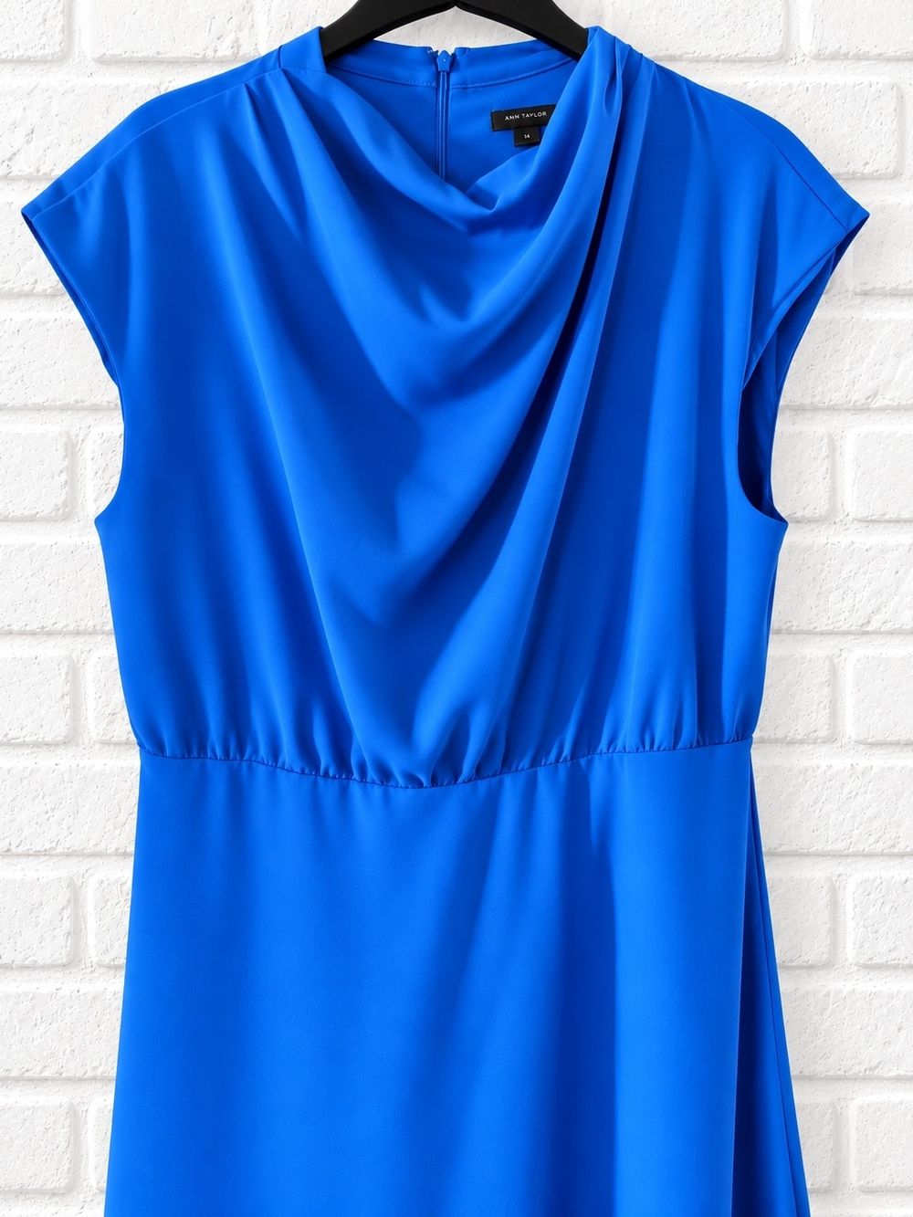 Ann Taylor Cobalt Blue Draped Neck Tunic